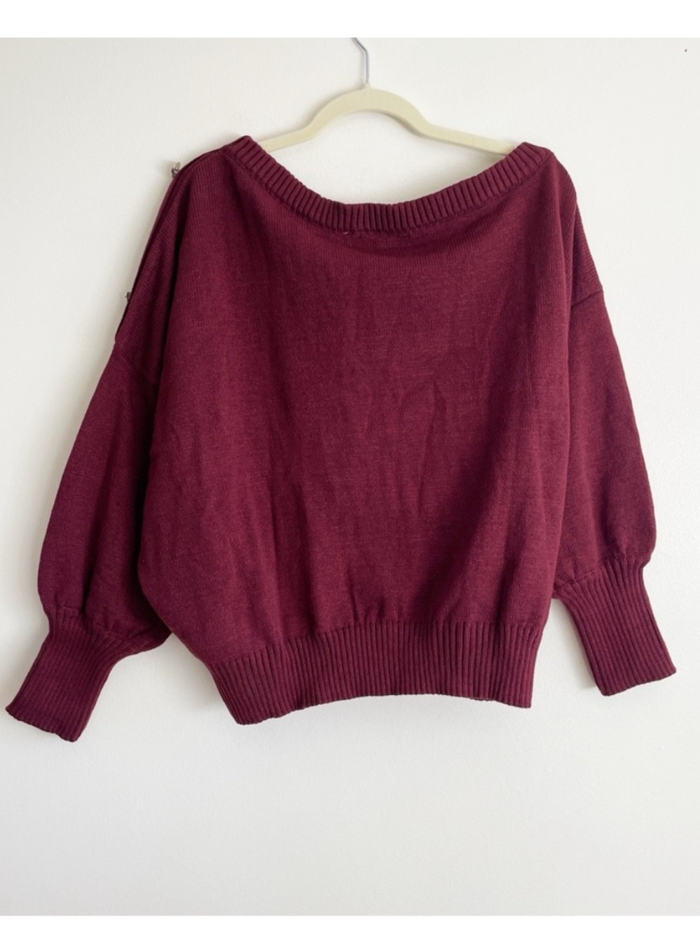 New Fashion To Figure Adrienne Plus Size Sweater Top Off Shoulder Burgundy Sz Xl — image 4 of 8